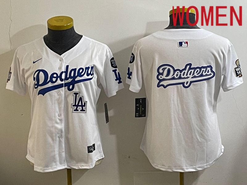 Women Los Angeles Dodgers Blank White Game 2024 Nike MLB Jersey style 112125->youth mlb jersey->Youth Jersey